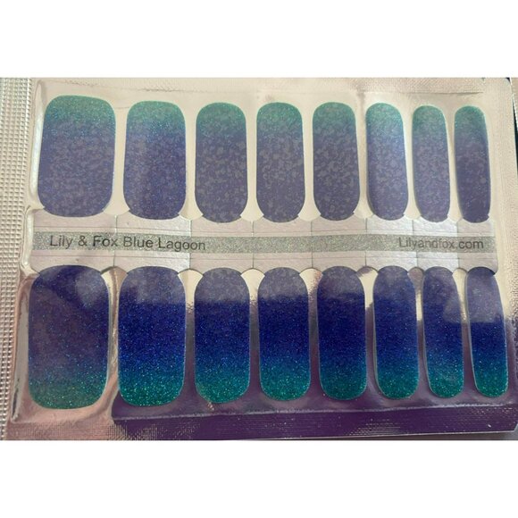 Lily & Fox Nail Wraps Variety Pack 2 Blue Lagoon & 1 Abstract Designs Blue Pink - Picture 2 of 5